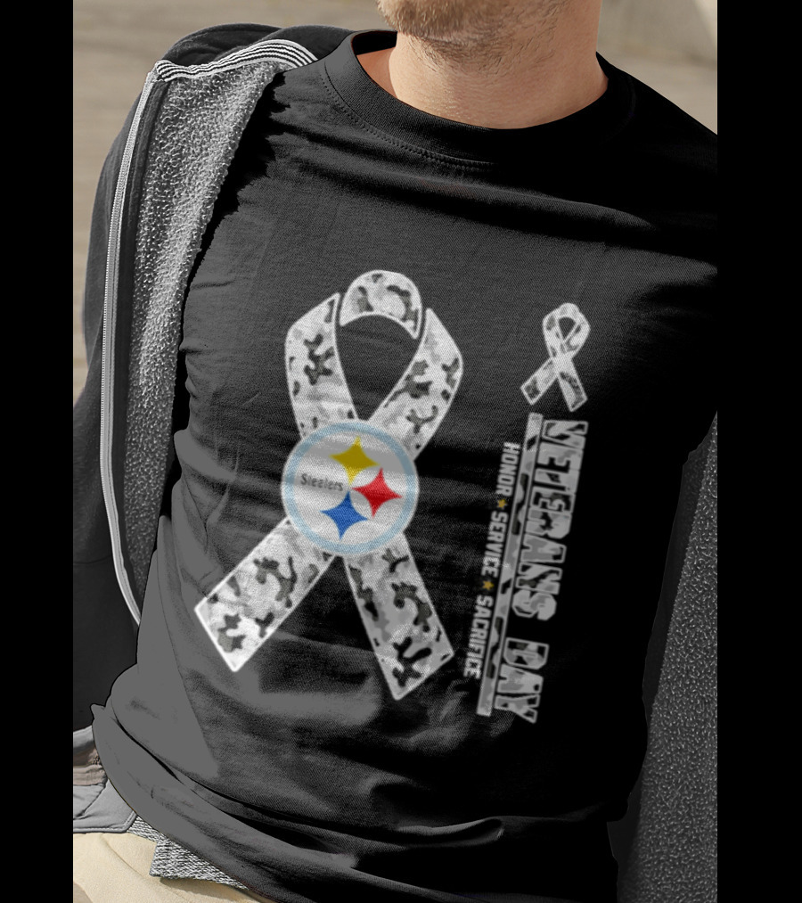 Pittsburgh Steelers Veterans Day 2026 Camouflage Ribbon Honor Service Sacrifice T-Shirt