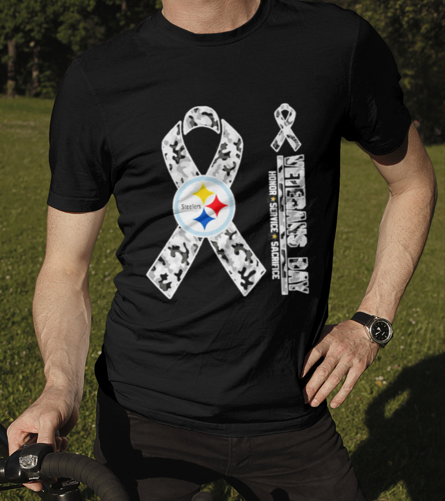 Pittsburgh Steelers Veterans Day 2026 Camouflage Ribbon Honor Service Sacrifice T-Shirt