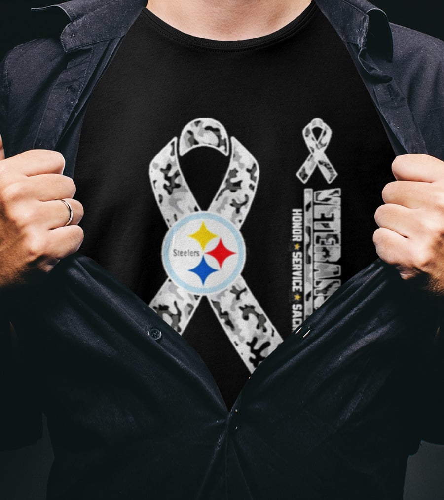 Pittsburgh Steelers Veterans Day 2026 Camouflage Ribbon Honor Service Sacrifice T-Shirt
