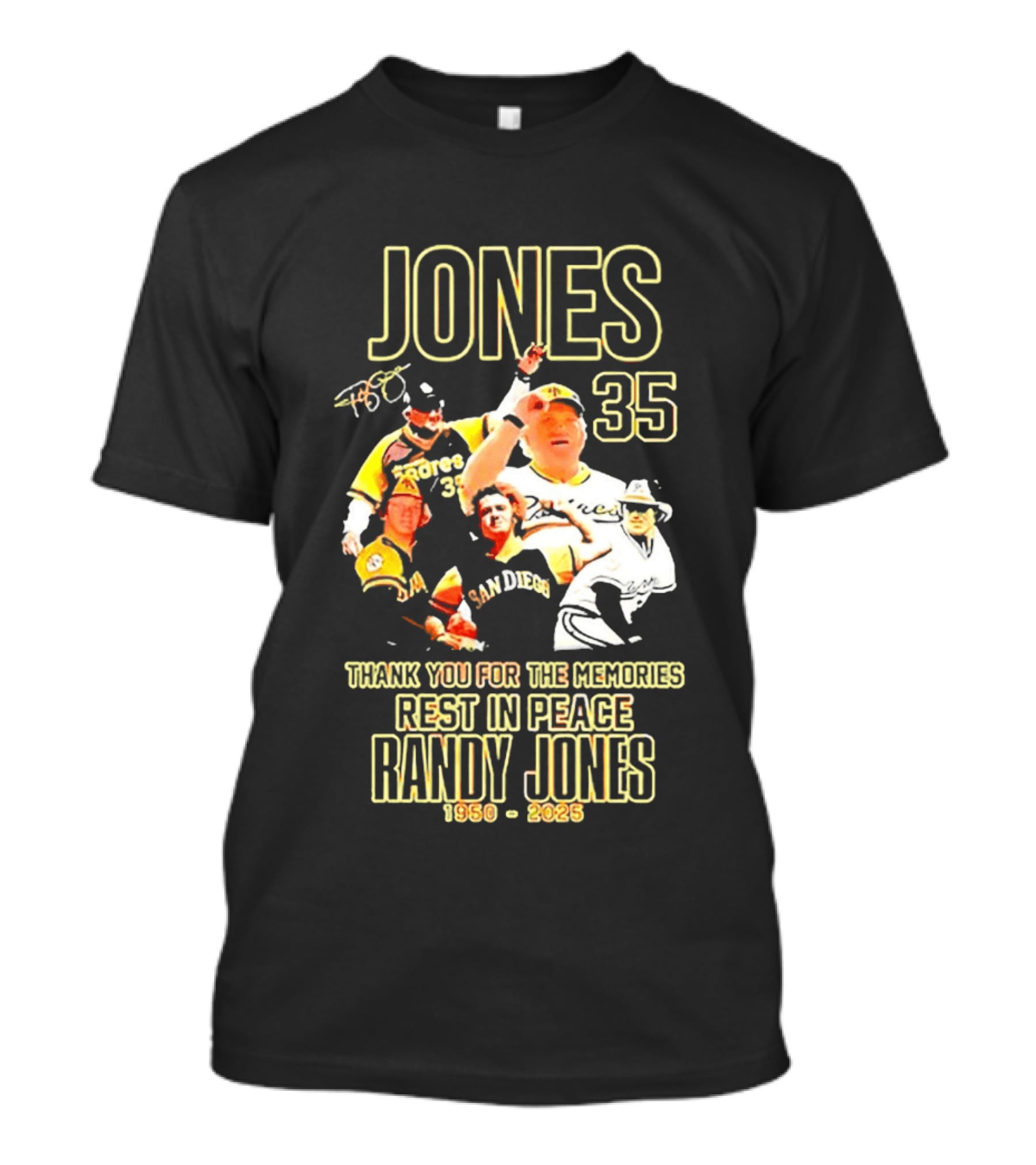 JONES 35 San Diego Padres Thank You For The Memories Rest In Peace Randy Jones 1950 2025 T-Shirt