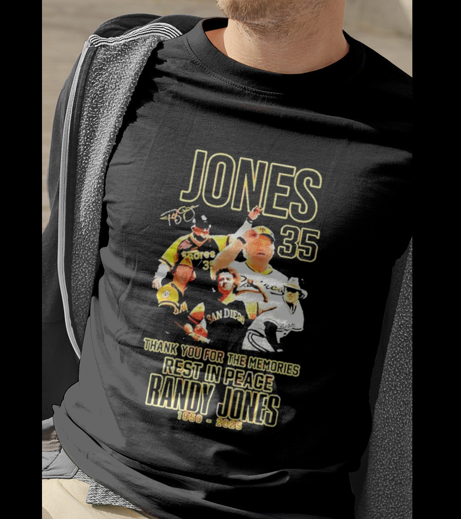 JONES 35 San Diego Padres Thank You For The Memories Rest In Peace Randy Jones 1950 2025 T-Shirt