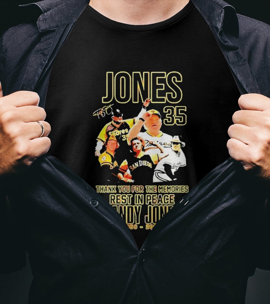JONES 35 San Diego Padres Thank You For The Memories Rest In Peace Randy Jones 1950 2025 T-Shirt