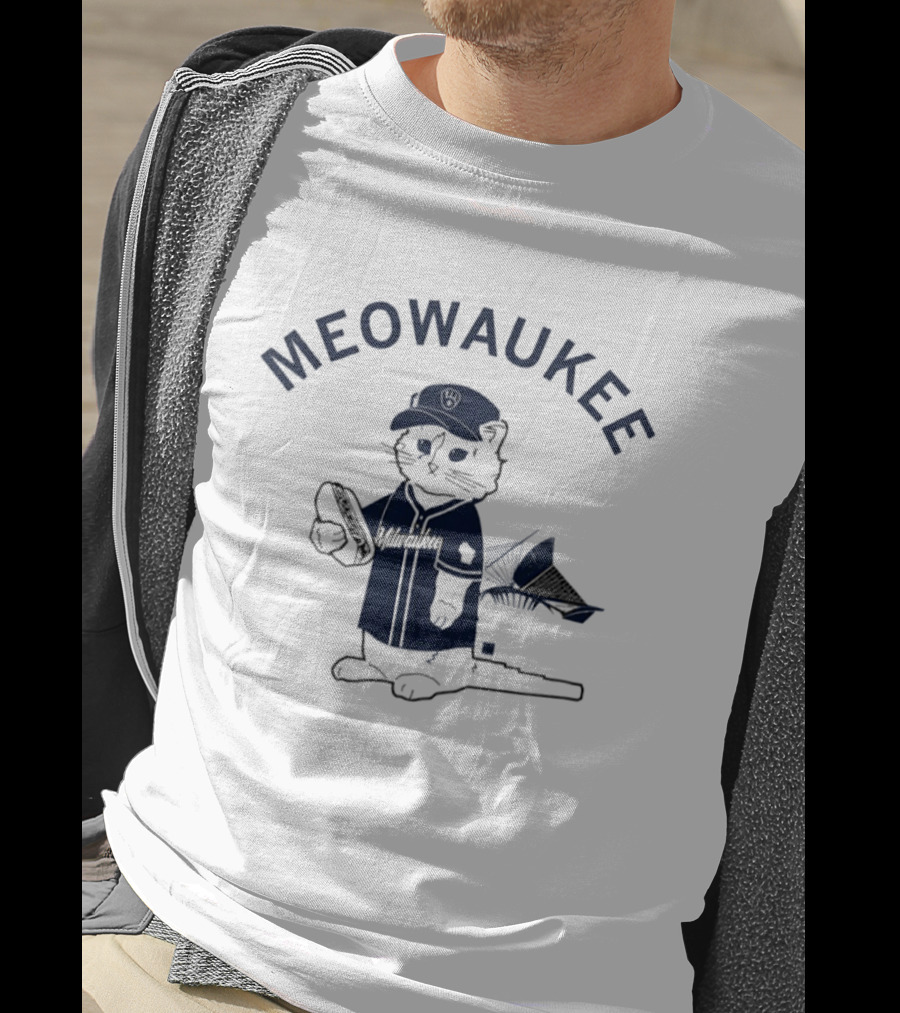 Meowaukee Brew Crew Baseball Cat Milwaukee Brewers Fan T-Shirt