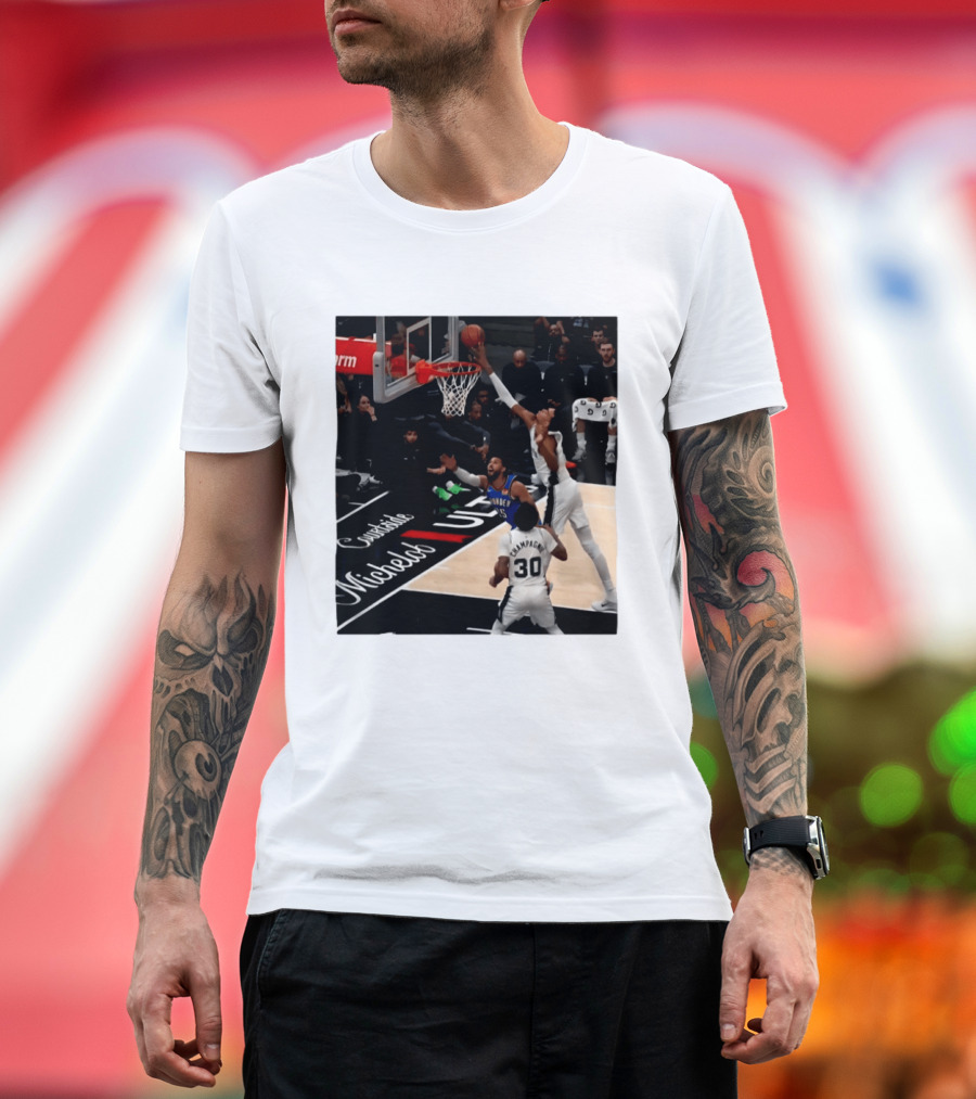Victor Wembanyama San Antonio Spurs Block Shot Action Thunder Game T-Shirt