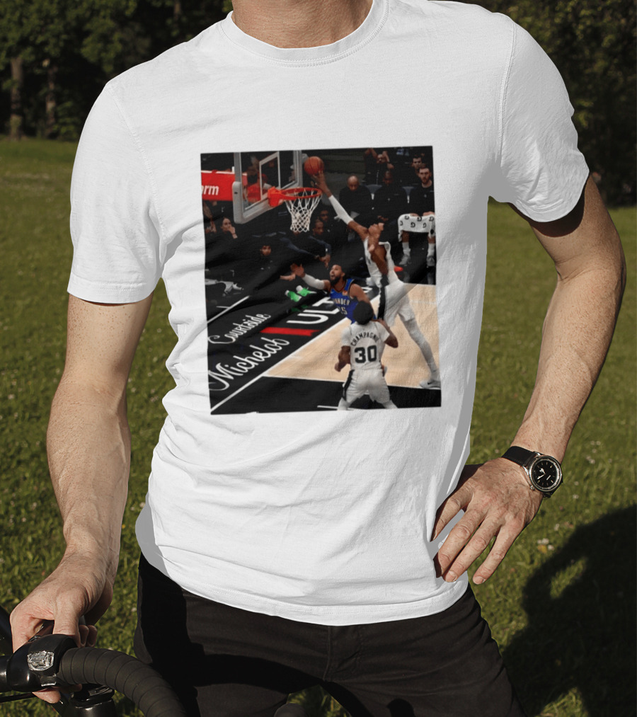 Victor Wembanyama San Antonio Spurs Block Shot Action Thunder Game T-Shirt