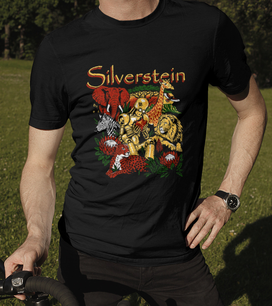 Silverstein South African 2026 Tour Wildlife Artistry With Golden Robots And Iconic Animals T-Shirt