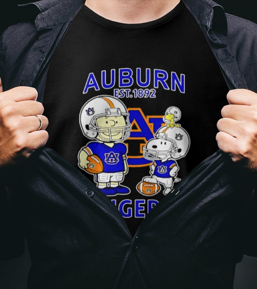 Auburn Tigers 1892 Football Snoopy Charlie Brown Woodstock T-Shirt