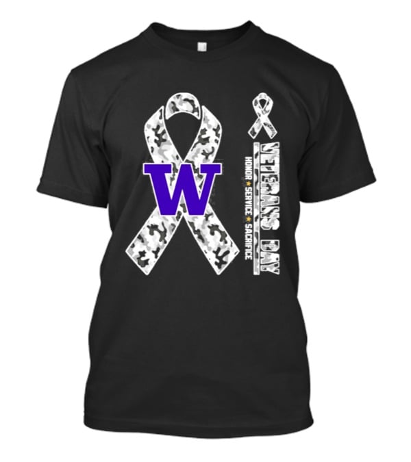 Washington Huskies Veterans Day 2026 Honor Service Sacrifice Camouflage Ribbon T-Shirt