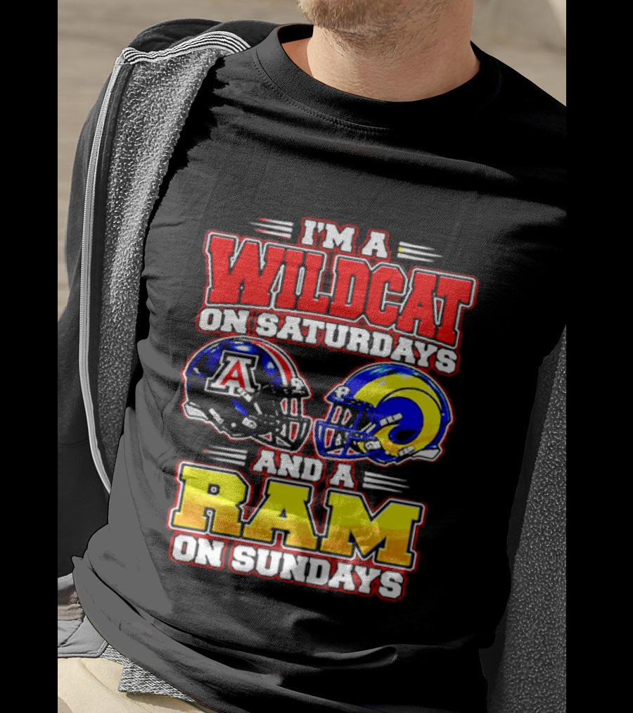 I'm A Wildcat On Saturdays And A Ram On Sundays Arizona Los Angeles Football Fans T-Shirt