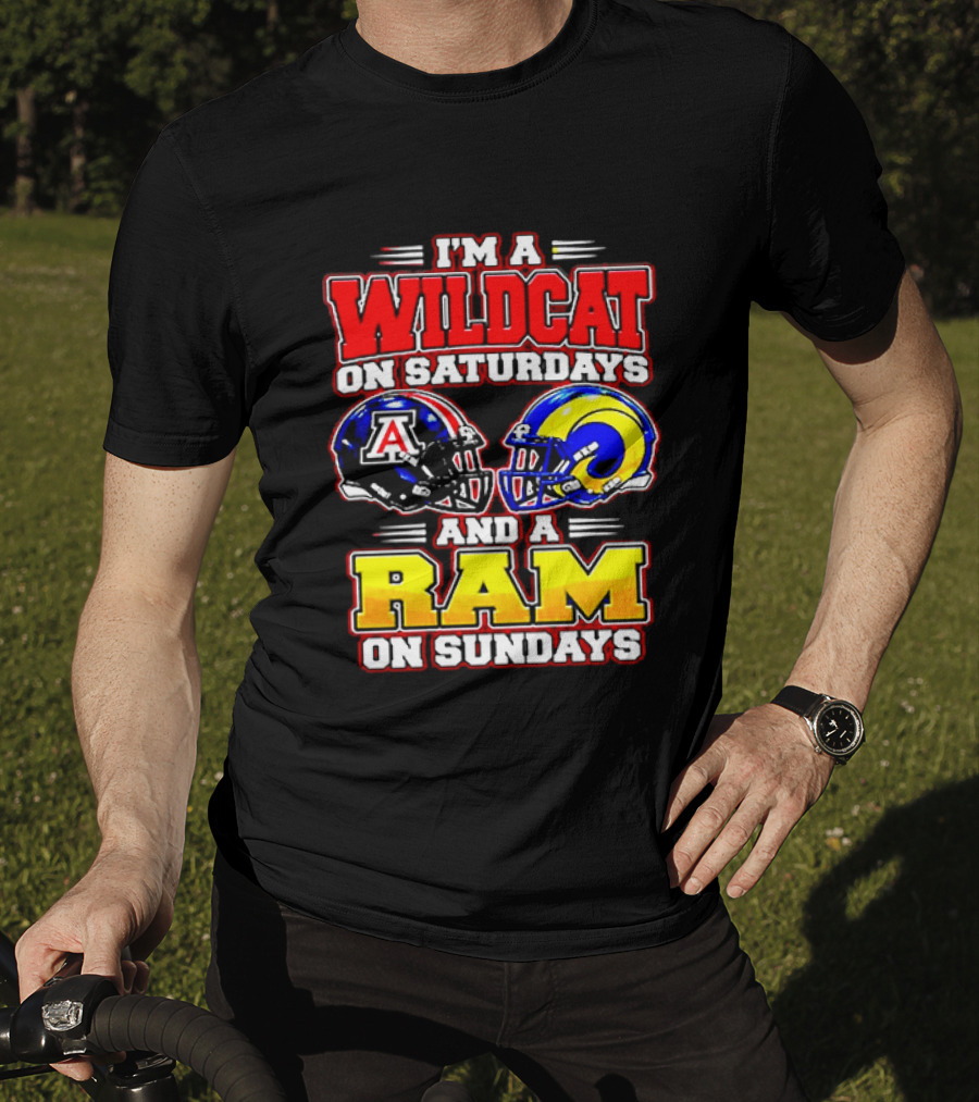 I'm A Wildcat On Saturdays And A Ram On Sundays Arizona Los Angeles Football Fans T-Shirt