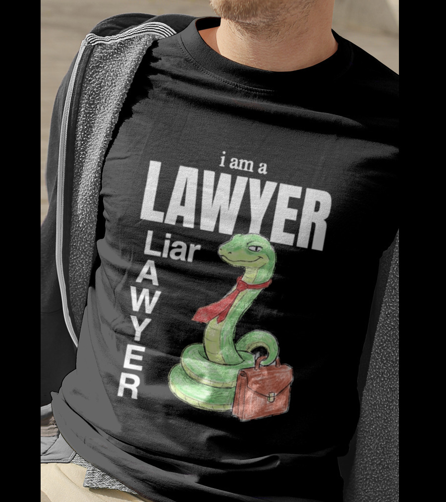 I Am A Lawyer Liar Awyer Snake Briefcase Legal Humor T-Shirt