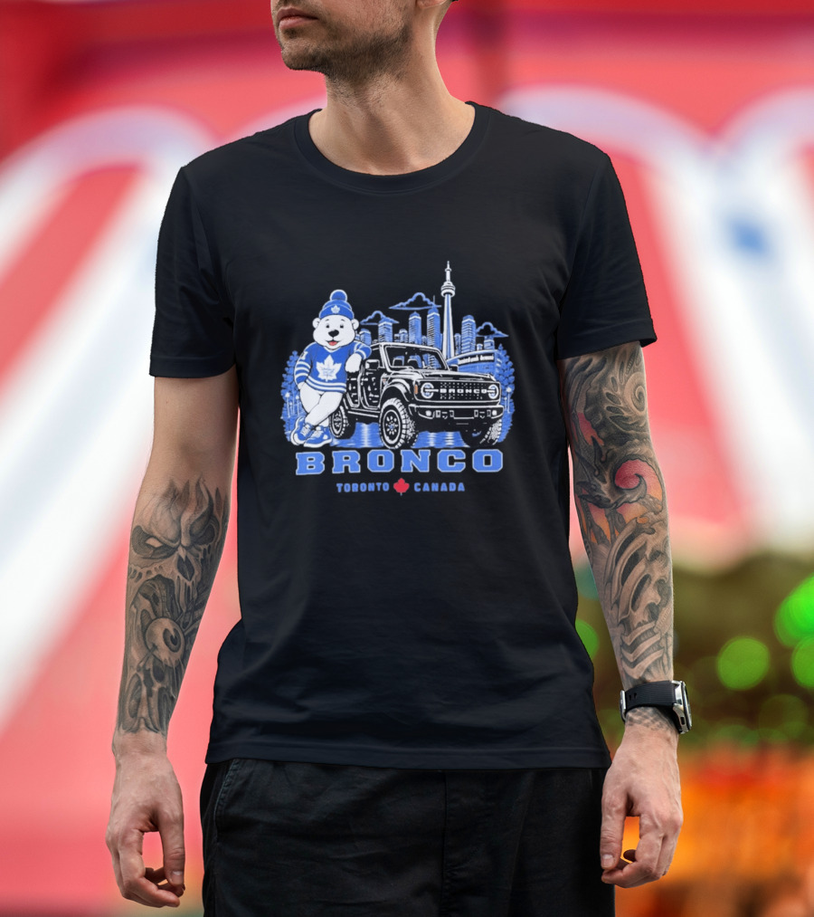 Bronco Toronto Canada Maple Leafs Bear Skyline Winter T-Shirt