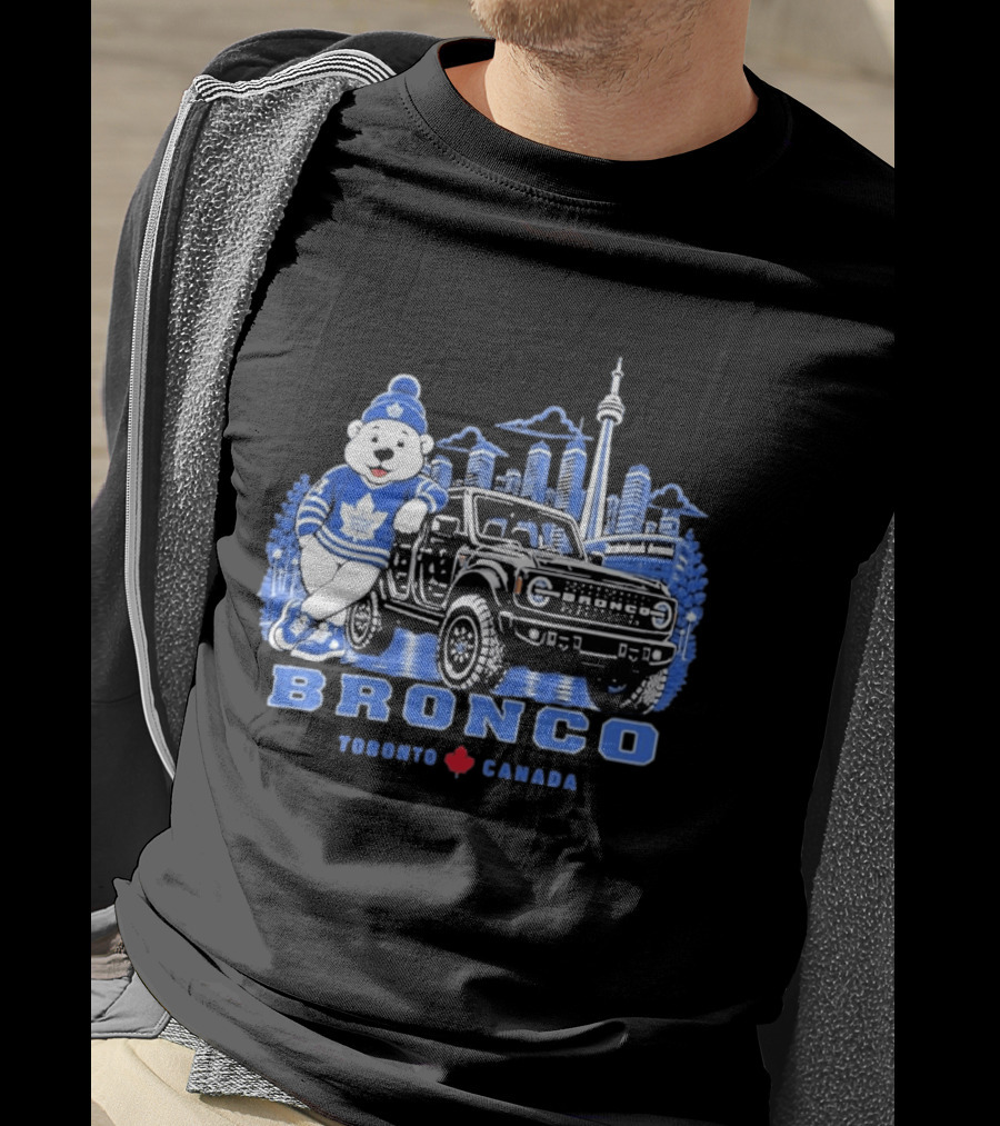 Bronco Toronto Canada Maple Leafs Bear Skyline Winter T-Shirt