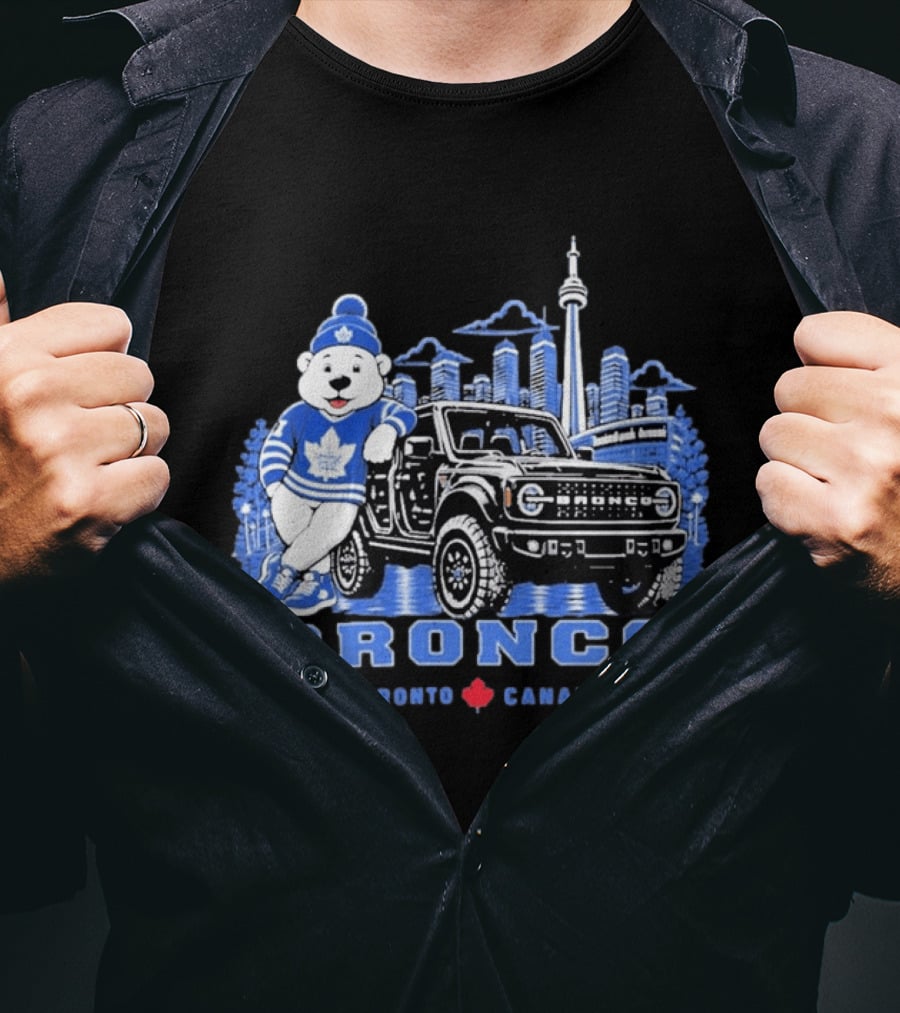 Bronco Toronto Canada Maple Leafs Bear Skyline Winter T-Shirt
