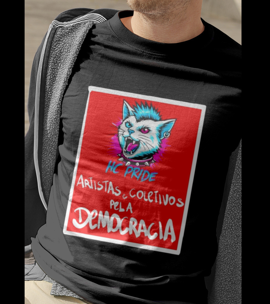 HC Pride Cat Rock Artistas E Coletivos Pela Democracia T-Shirt