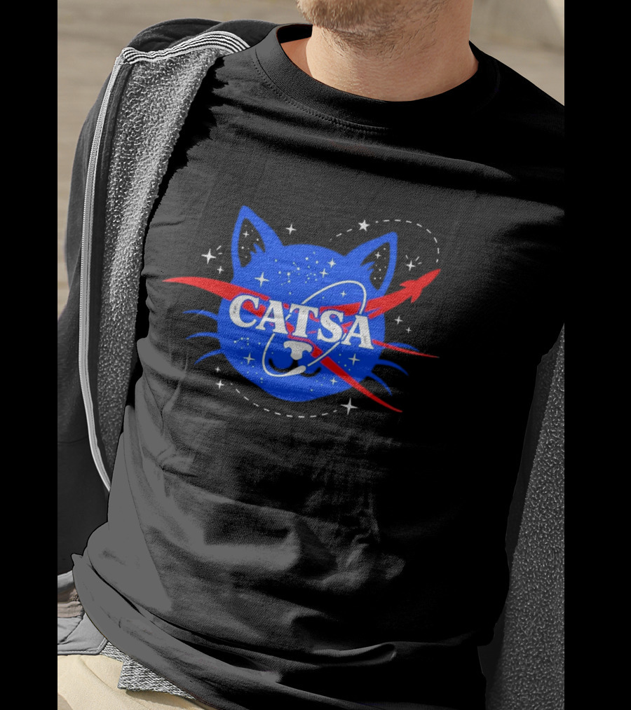 CATSA Space Cat NASA Science Logo Rocket Astronaut T-Shirt