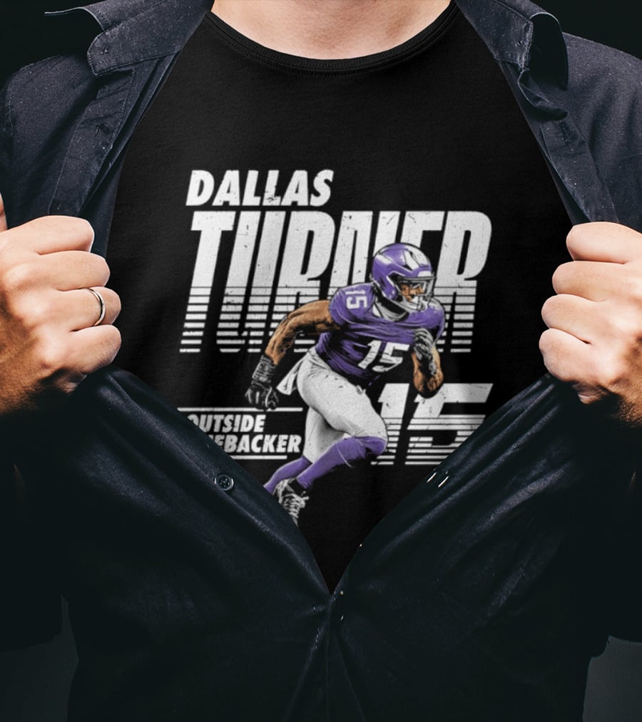 Dallas Turner 15 Minnesota Vikings Outside Linebacker T-Shirt
