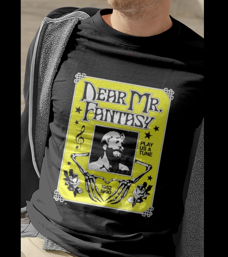Dear Mr Fantasy Play Us A Tune 1952 1990 Skeleton Musician T-Shirt