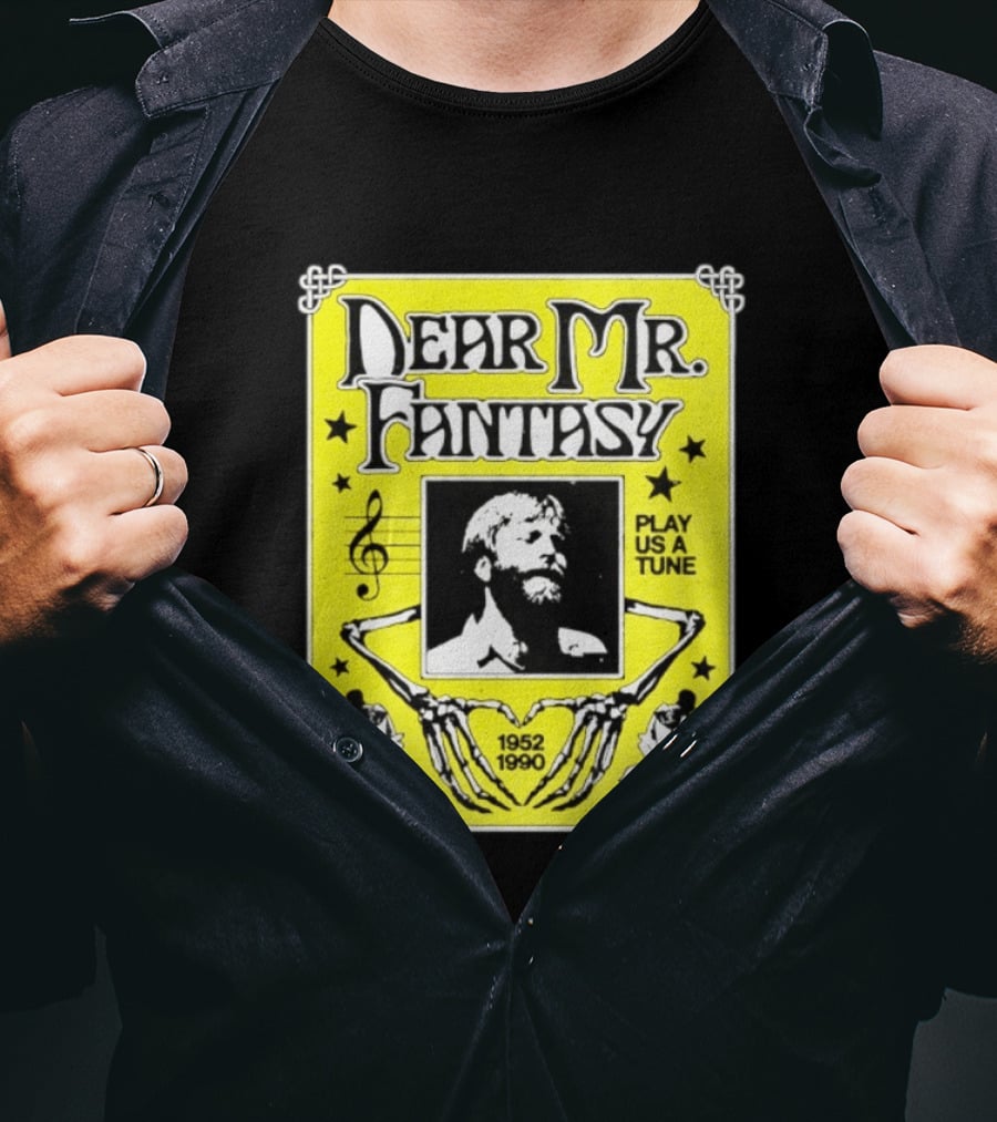 Dear Mr Fantasy Play Us A Tune 1952 1990 Skeleton Musician T-Shirt