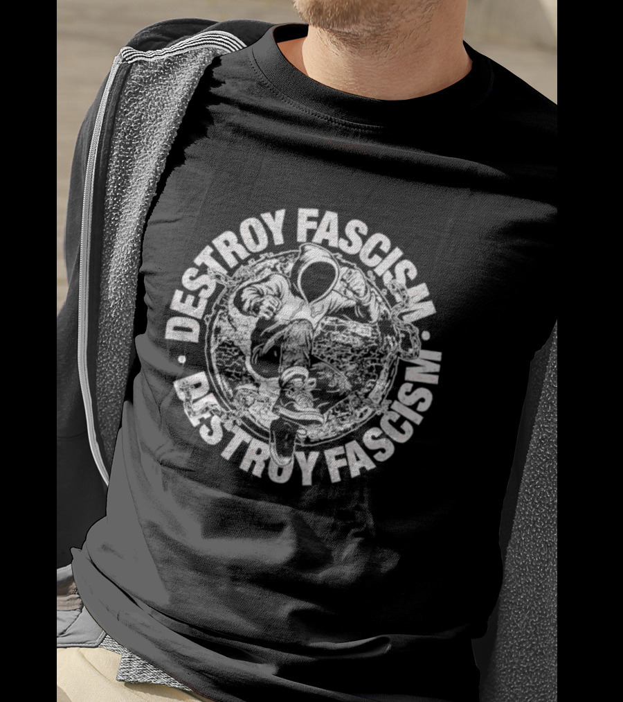 Destroy Fascism Anti Fascist Activism Circle Motif T-Shirt