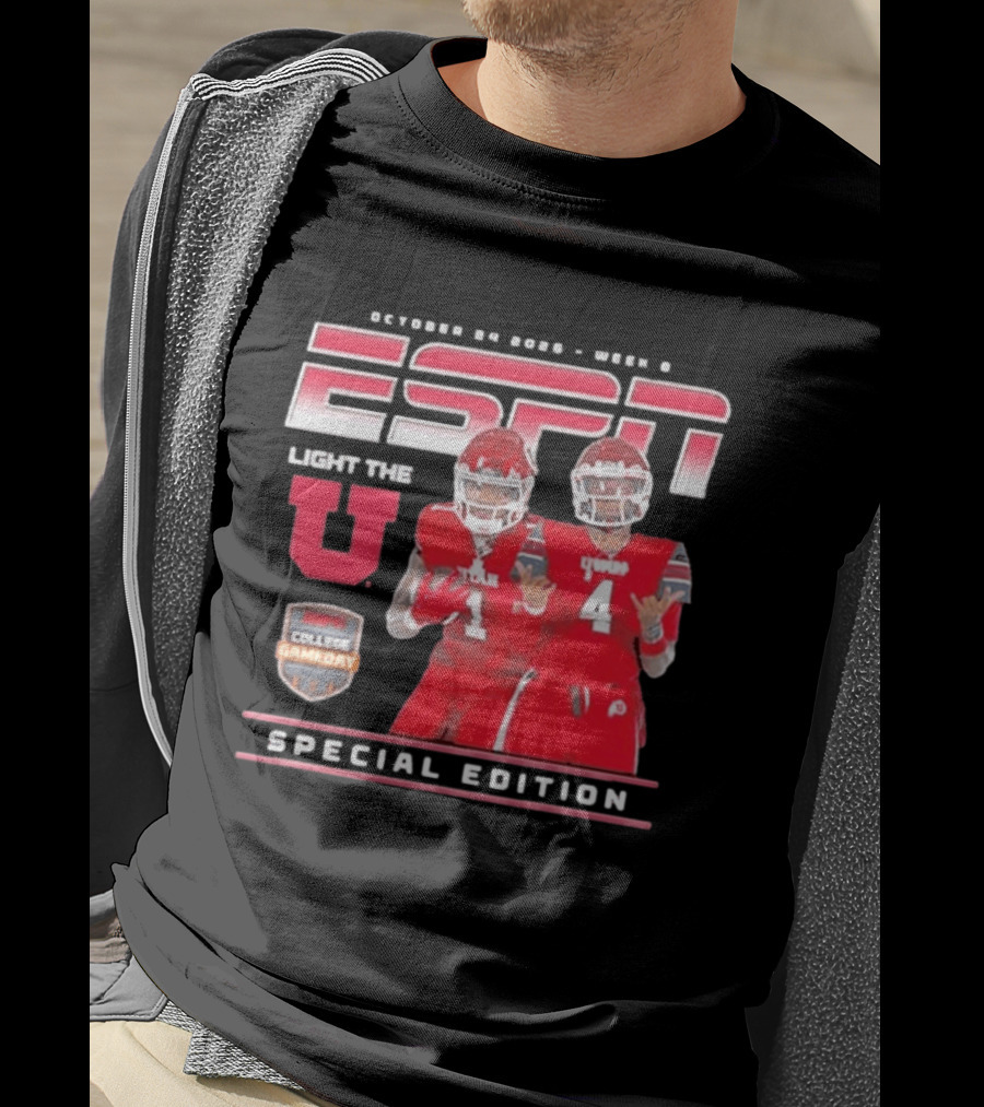 October 30 2022 Week 9 ESPN Light The U Special Edition Utah Utes College Gameday T-Shirt