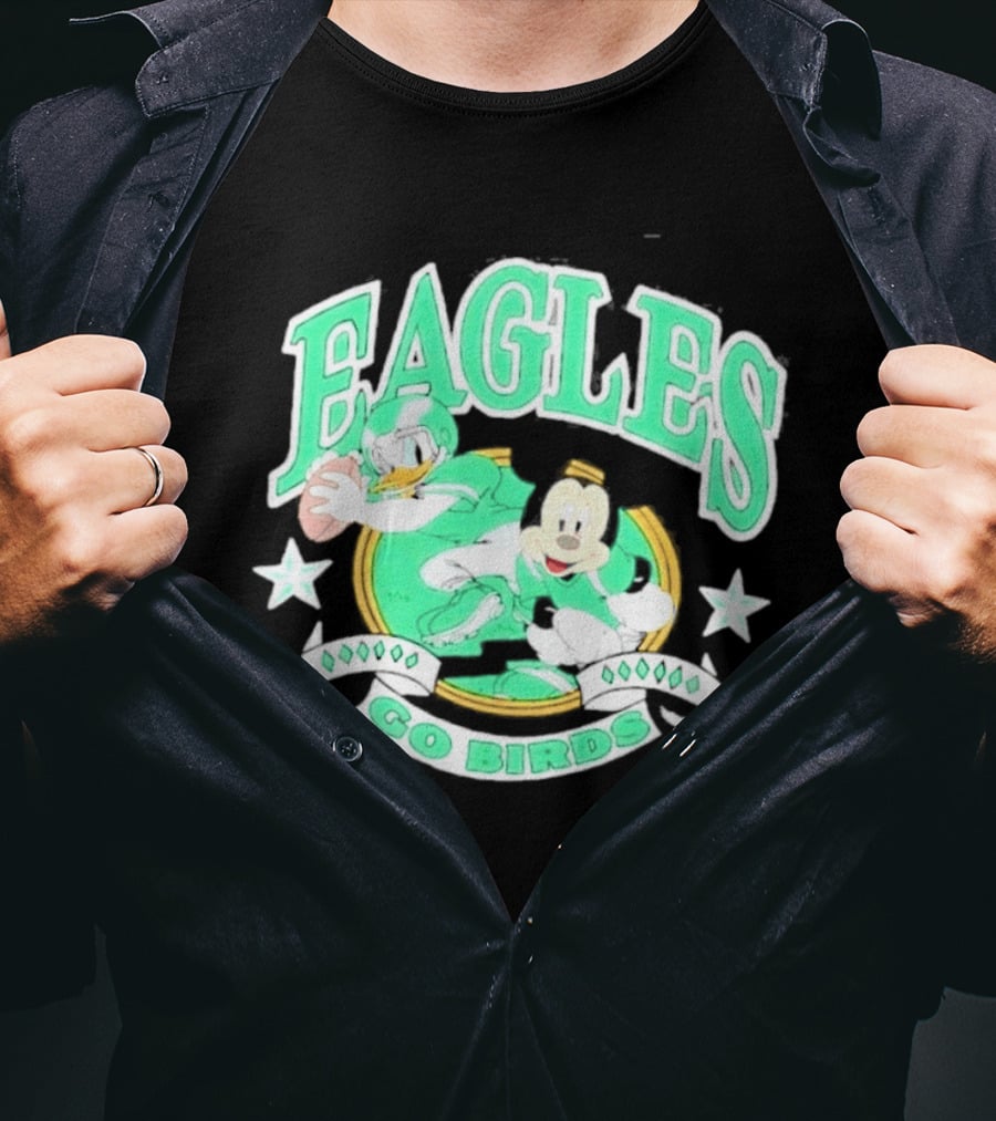 Eagles Go Birds Donald Duck Mickey Mouse Football Stars T-Shirt