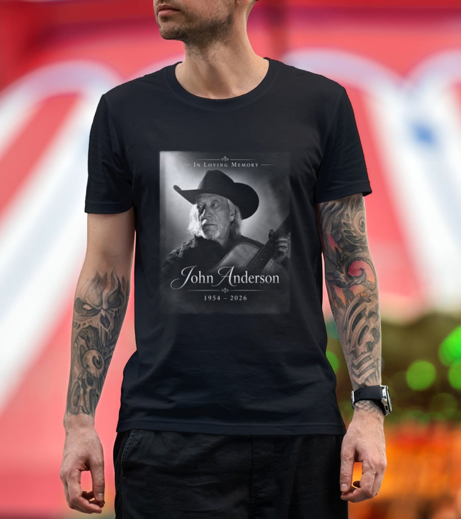 In Loving Memory John Anderson 1954 2026 Cowboy Hat Guitar T-Shirt