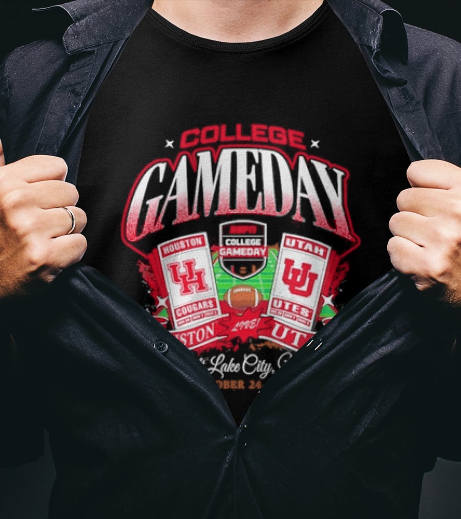 ESPN College Gameday Houston Cougars Vs Utah Utes Salt Lake City October 24 2026 T-Shirt
