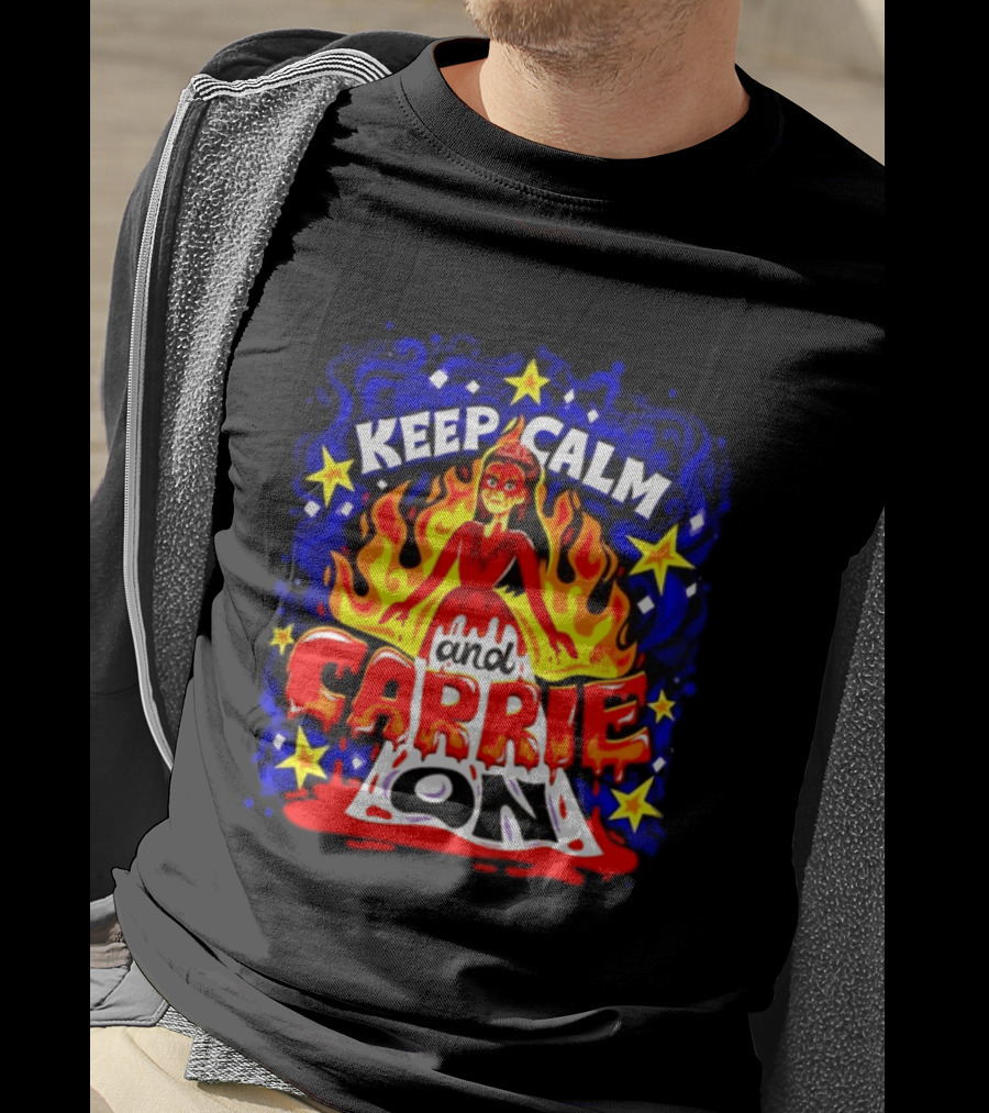 Keep Calm And Carrie On Stephen King Horror Movie T-Shirt