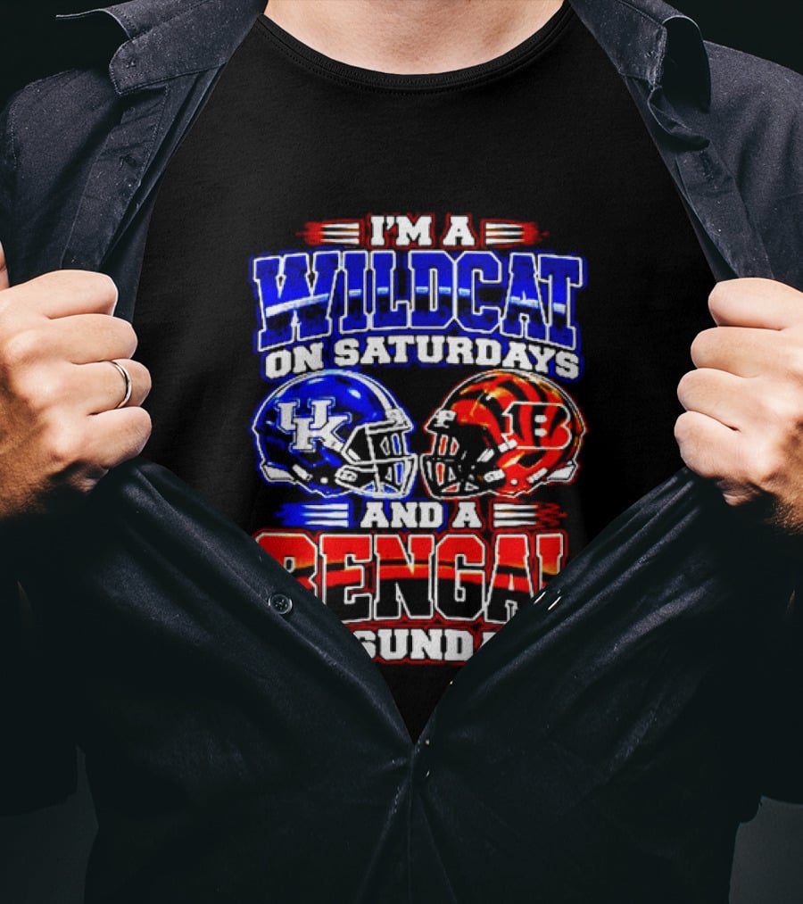 Wildcat On Saturdays Bengal On Sundays Football Fans T-Shirt