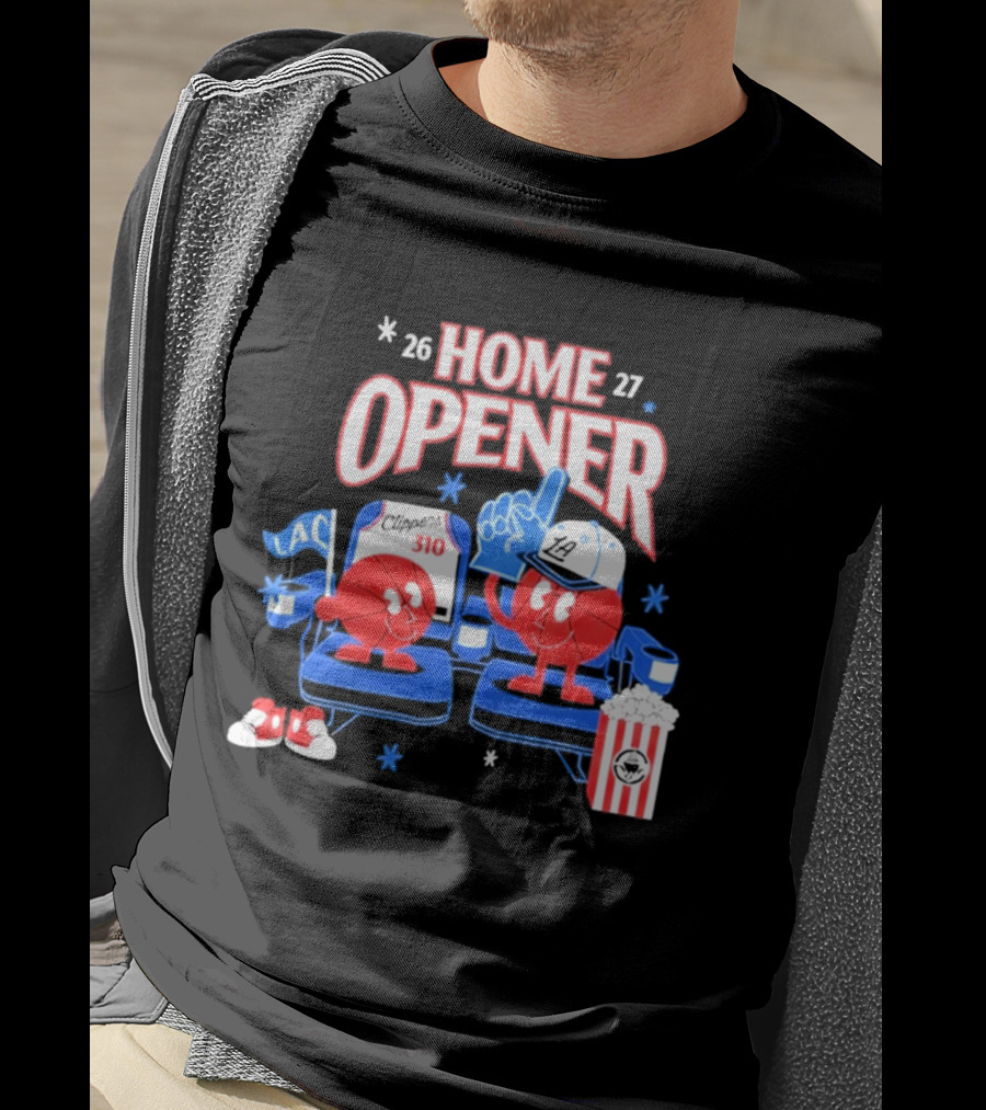 LA Clippers 26 27 Home Opener 310 Jersey LAC Characters Popcorn T-Shirt