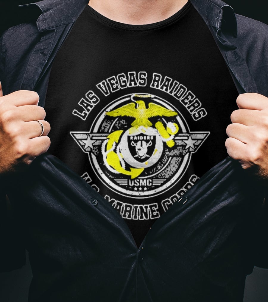 Las Vegas Raiders US Marine Corps USMC Winged Emblem Military Pride T-Shirt