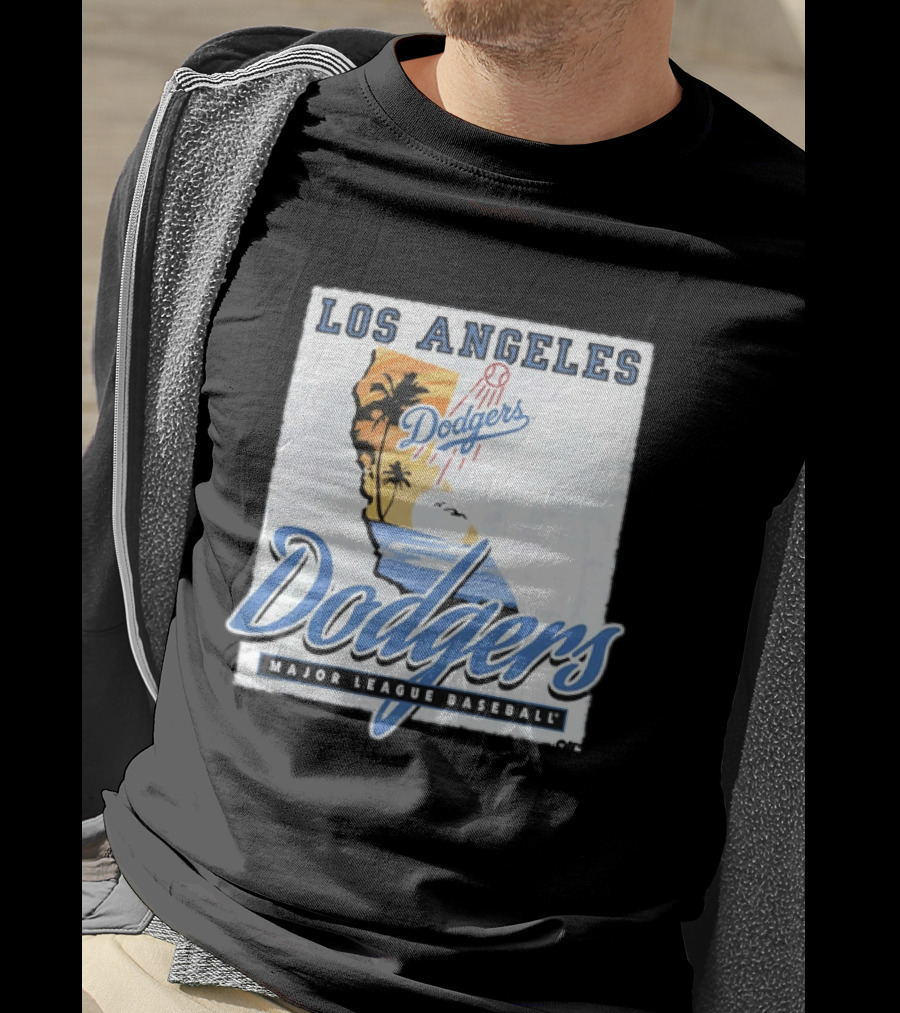 Los Angeles Dodgers Major League Baseball California Map Dodgers T-Shirt