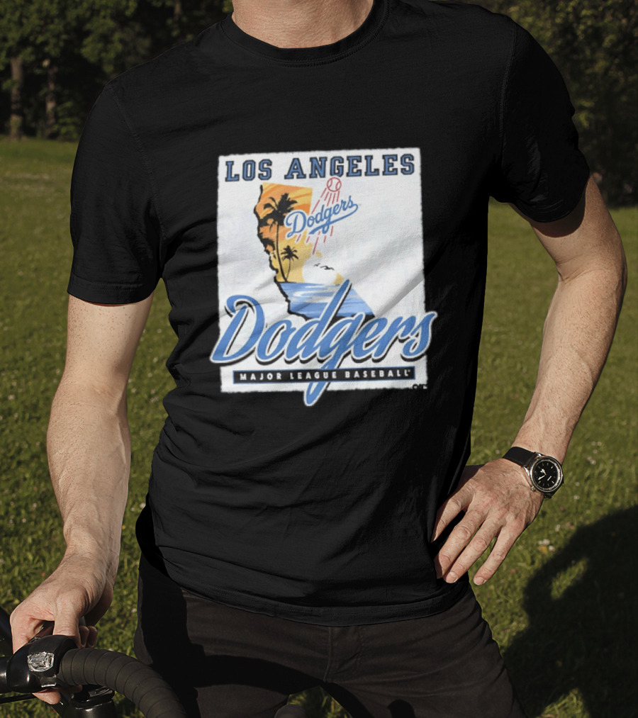 Los Angeles Dodgers Major League Baseball California Map Dodgers T-Shirt