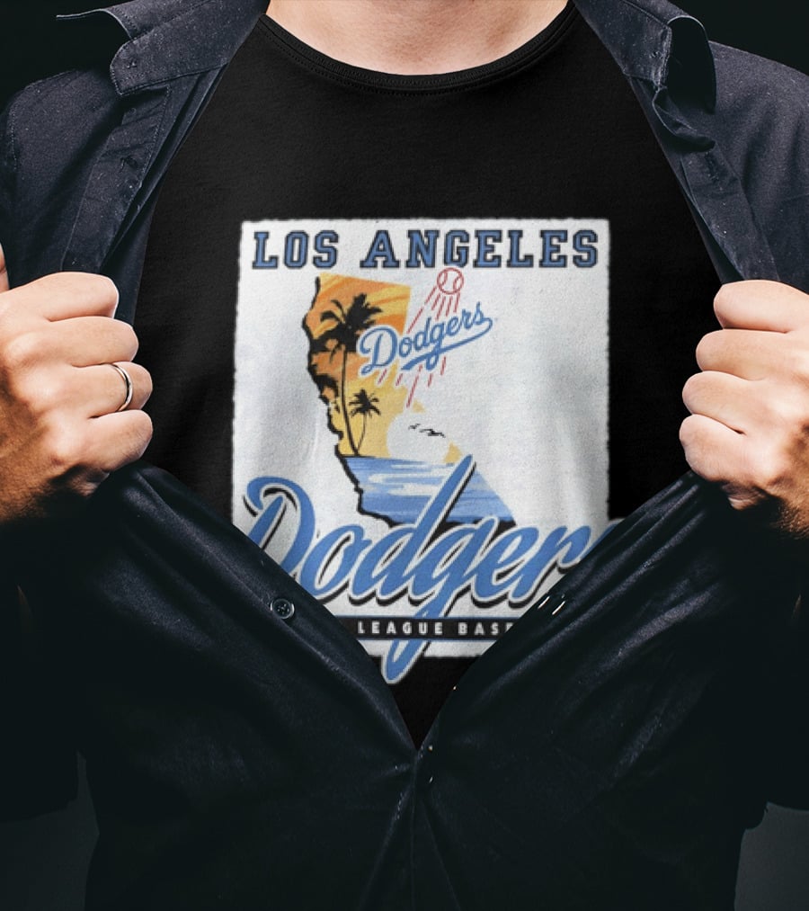 Los Angeles Dodgers Major League Baseball California Map Dodgers T-Shirt