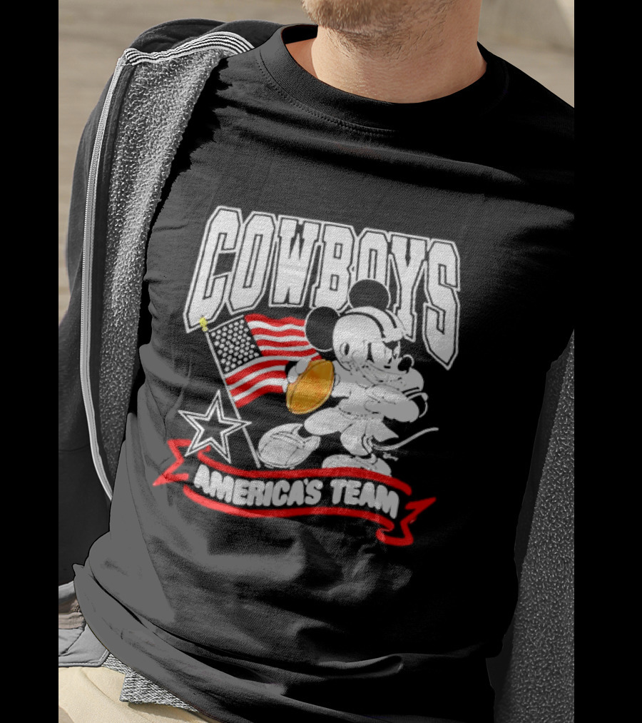 Cowboys Mickey Mouse Americans Team Flag Football T-Shirt