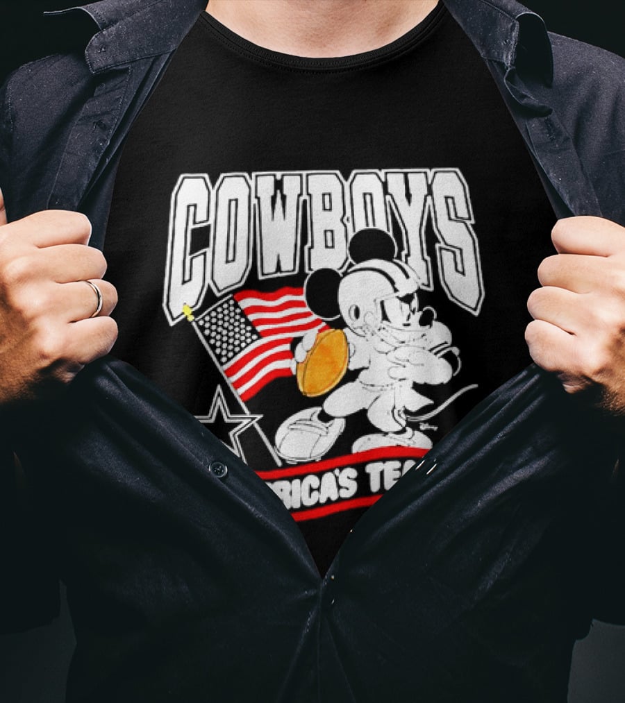 Cowboys Mickey Mouse Americans Team Flag Football T-Shirt