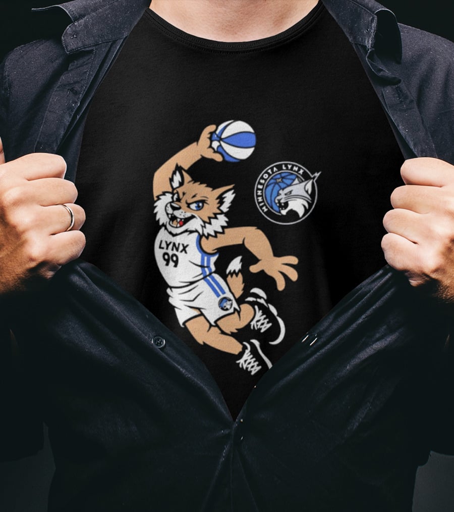 Minnesota Lynx 2026 Prowl Team Mascot Dunking Basketball T-Shirt