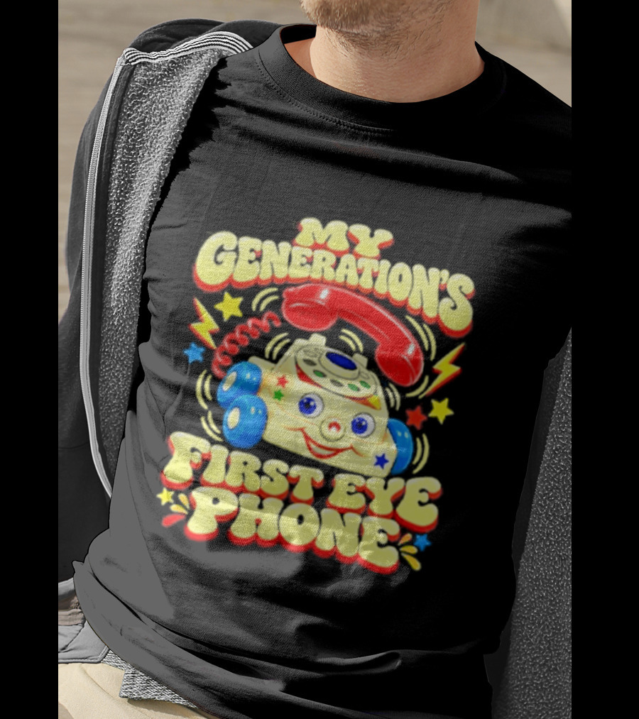 My Generations First Eye Phone Toy With Smiling Face And Retro Wheels T-Shirt