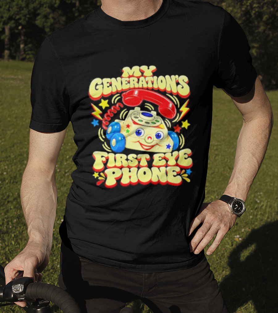 My Generations First Eye Phone Toy With Smiling Face And Retro Wheels T-Shirt