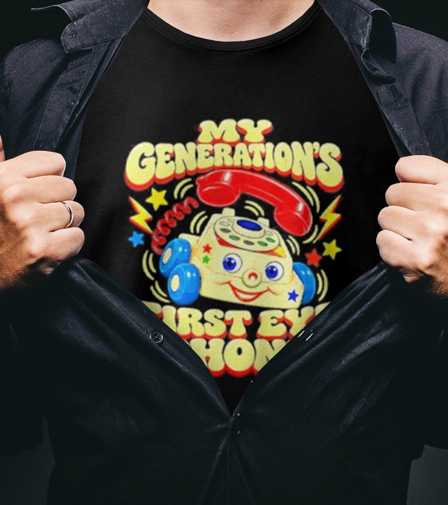 My Generations First Eye Phone Toy With Smiling Face And Retro Wheels T-Shirt