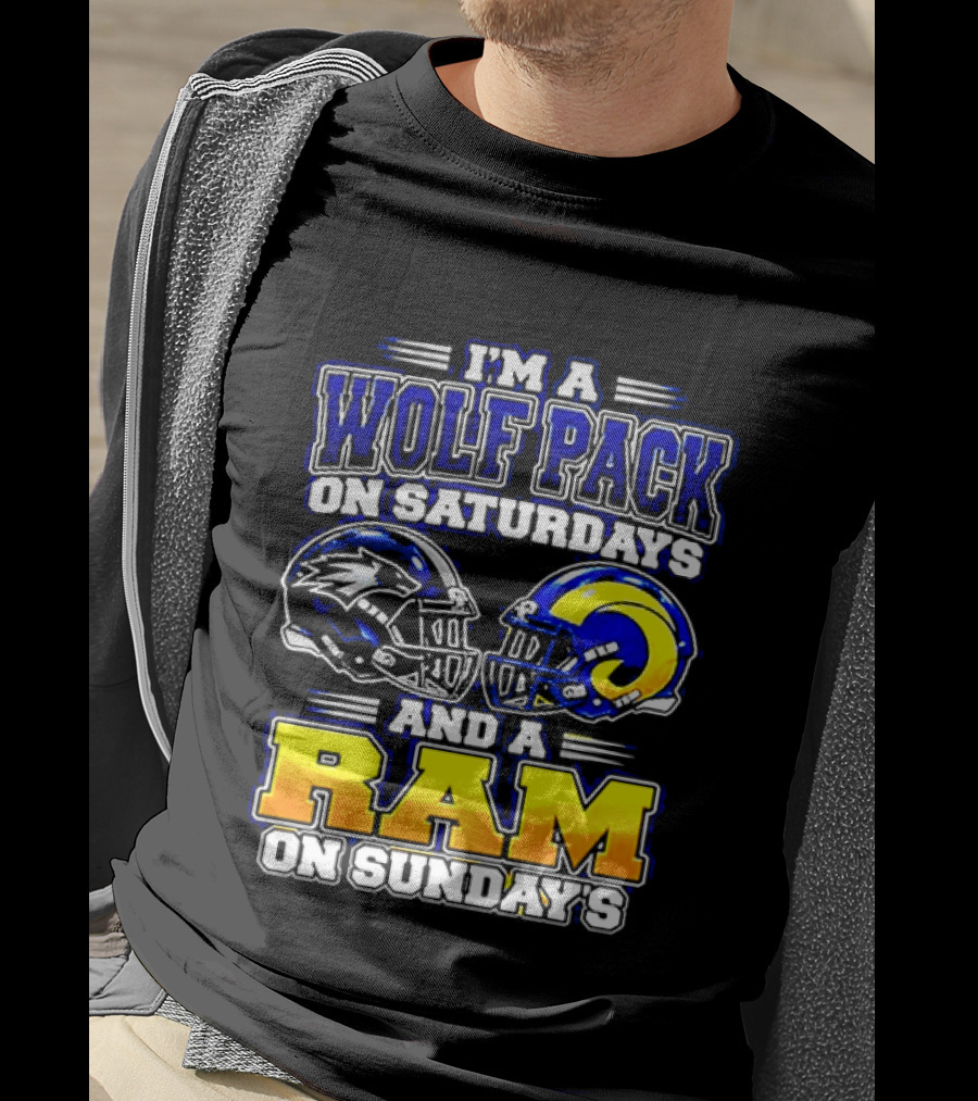 I'm A Wolf Pack On Saturdays And A Ram On Sundays Football Fans T-Shirt