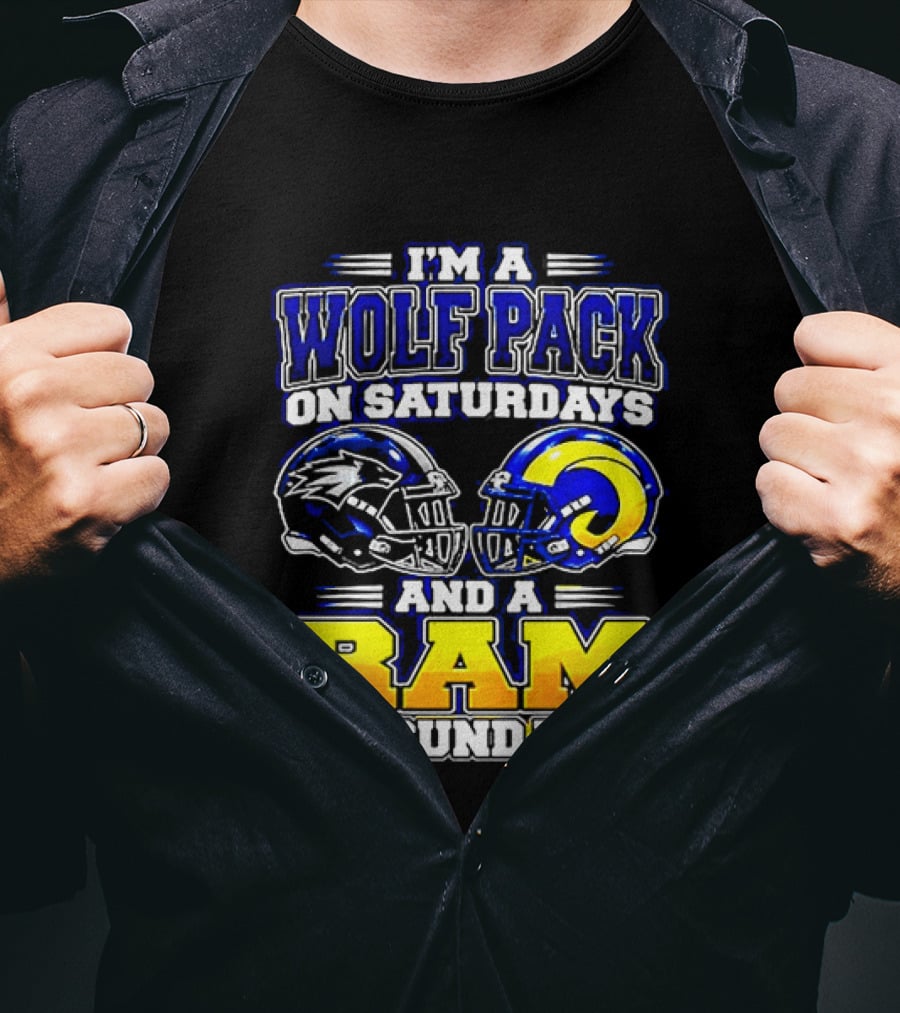 I'm A Wolf Pack On Saturdays And A Ram On Sundays Football Fans T-Shirt