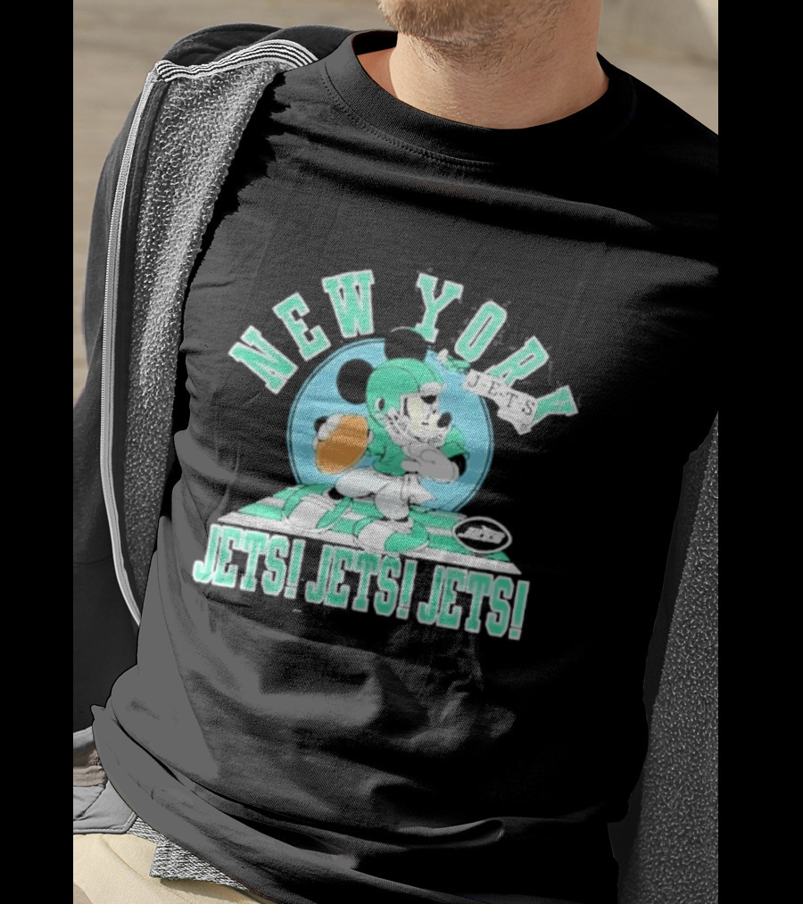 New York Jets Mickey Mouse Football Jets! Jets! Jets! T-Shirt