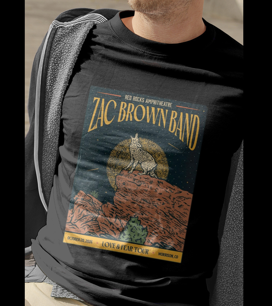 Zac Brown Band Love & Fear Tour Red Rocks Amphitheatre October 20 2026 Morrison CO T-Shirt