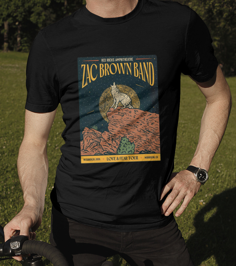Zac Brown Band Love & Fear Tour Red Rocks Amphitheatre October 20 2026 Morrison CO T-Shirt