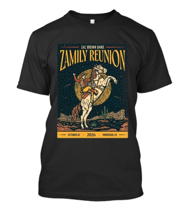 Zac Brown Band Zamily Reunion Morrison CO 2026 Live At Red Rocks October 20 Cowboy And Horse T-Shirt