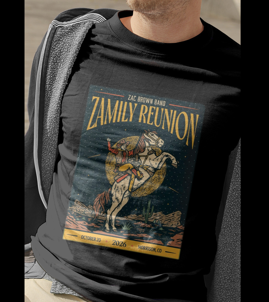 Zac Brown Band Zamily Reunion Morrison CO 2026 Live At Red Rocks October 20 Cowboy And Horse T-Shirt
