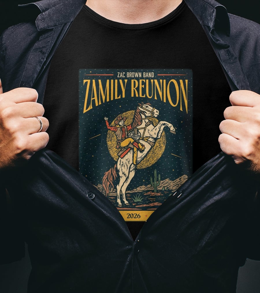 Zac Brown Band Zamily Reunion Morrison CO 2026 Live At Red Rocks October 20 Cowboy And Horse T-Shirt