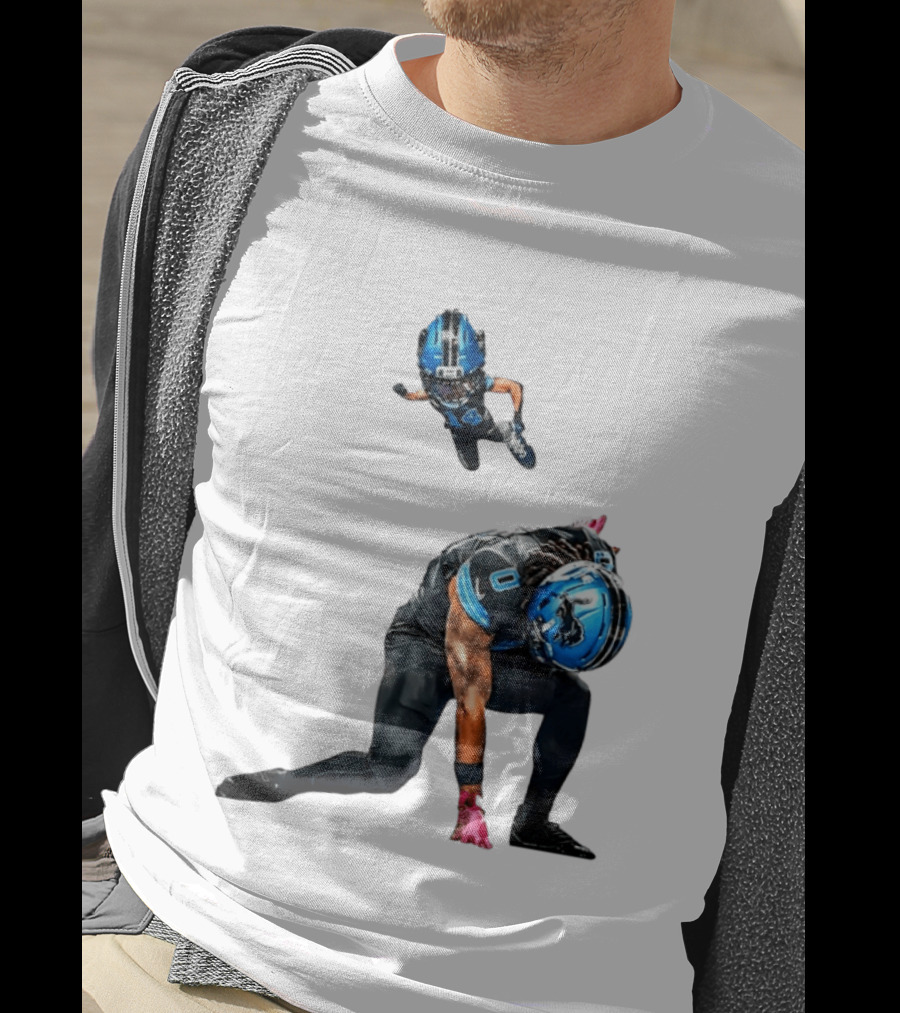 Amon Ra St. Brown Jahmyr Gibbs Super Hero Celebration Football Lions T-Shirt